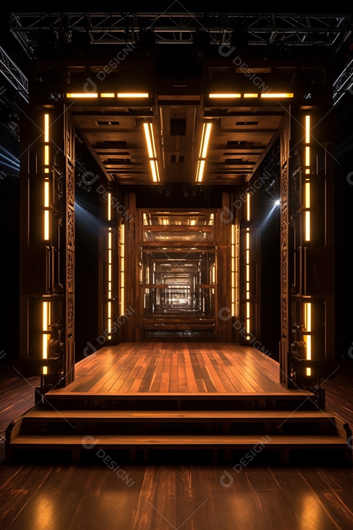 Cenário fundo madeira iluminado