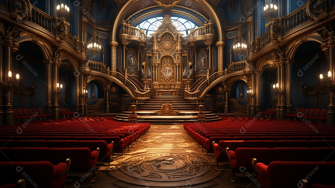 Cenário fundo teatro cortinas vermelhas