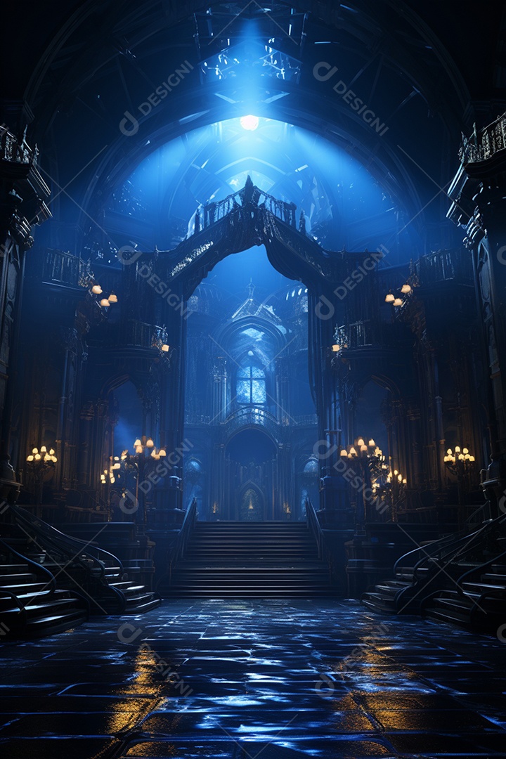 Cenário futurístico luzes neon