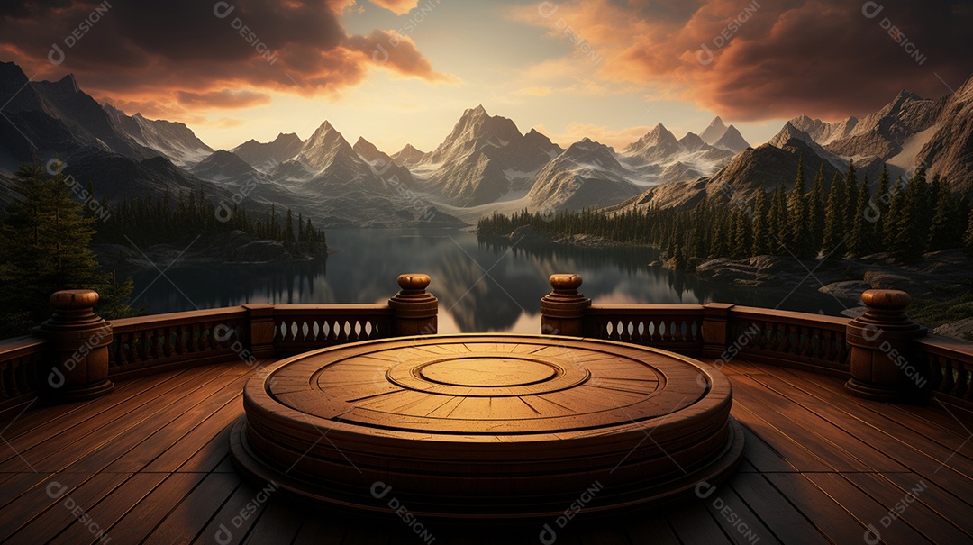 Cenário fundo madeira fundo montanhas