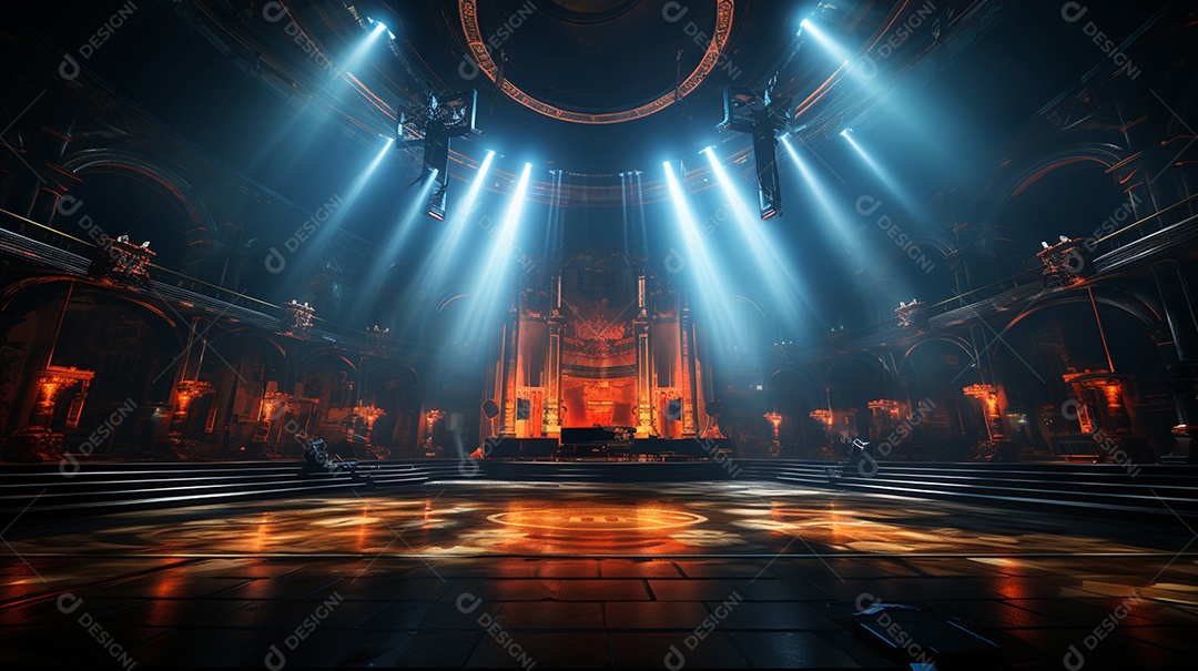 Cenário futurístico com luzes neon