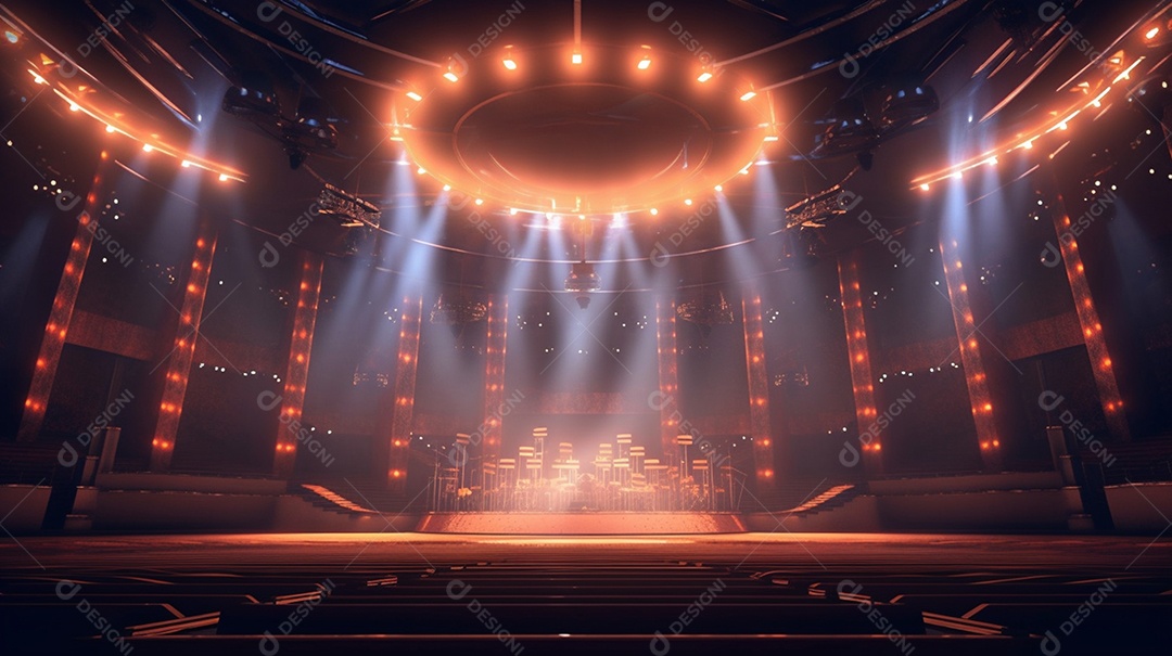 Cenário fundo palco de apresentação com luzes
