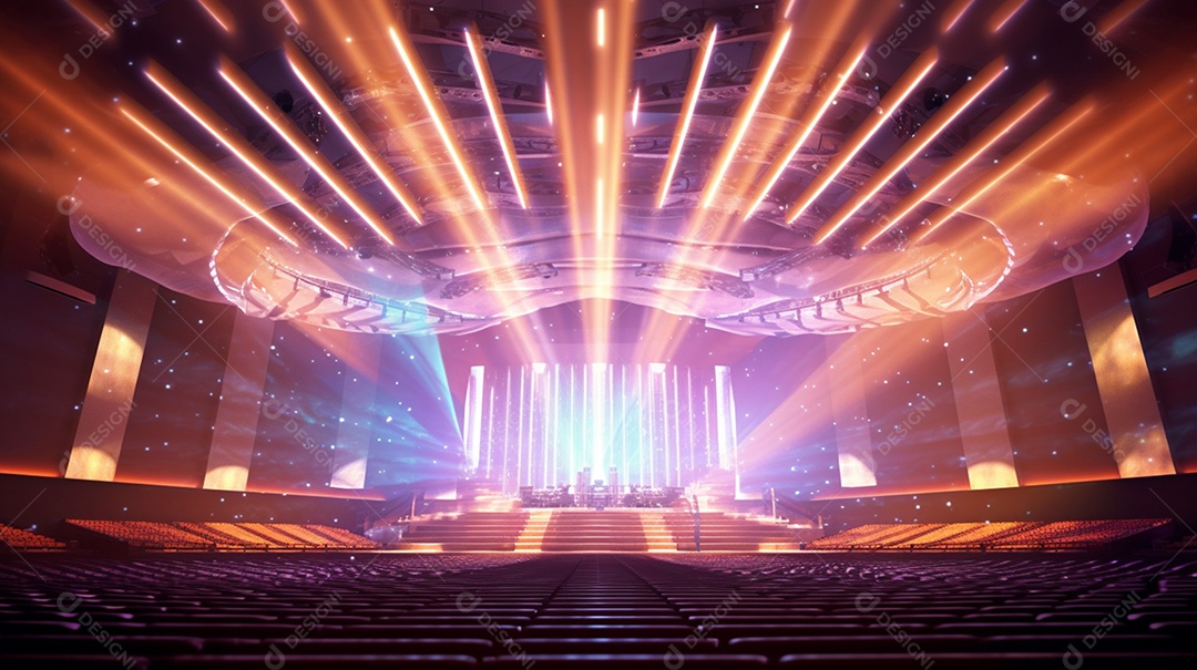 Cenário fundo palco de apresentação com luzes
