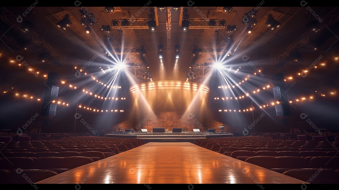 Cenário fundo palco de apresentação com luzes