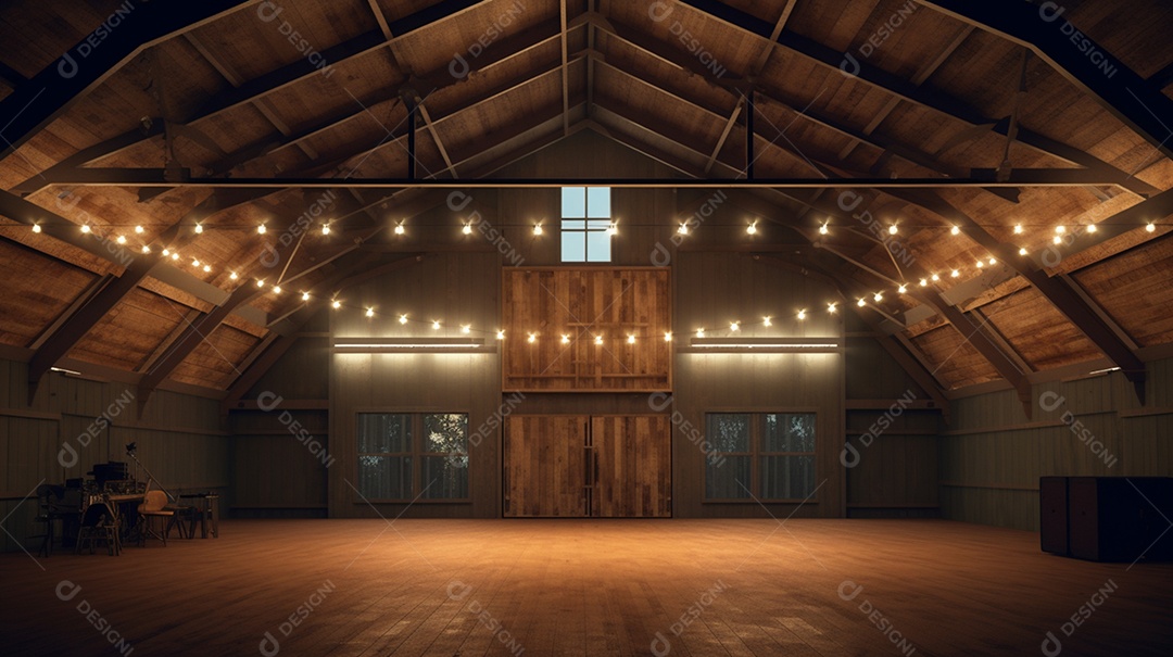 Cenário madeira com iluminação