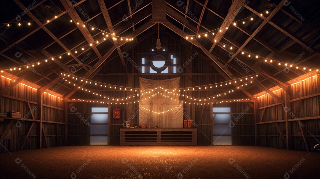 Cenário madeira com iluminação