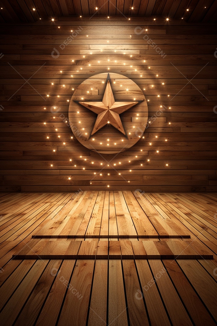 Cenário madeira com iluminação
