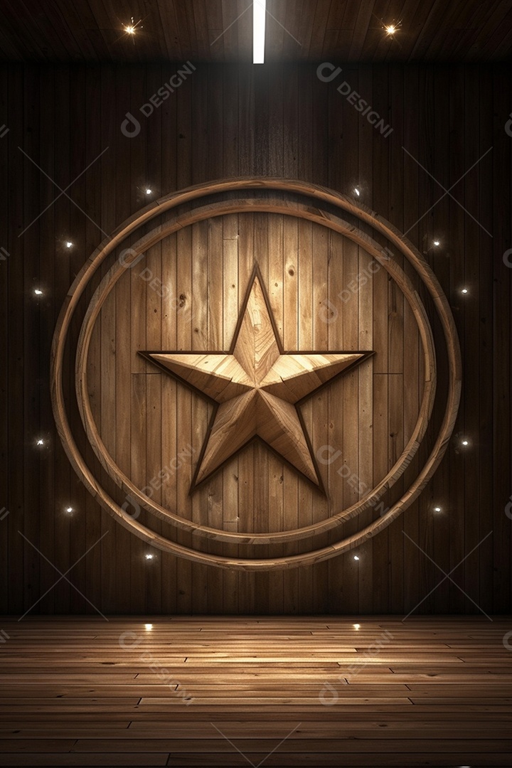 Cenário madeira com iluminação