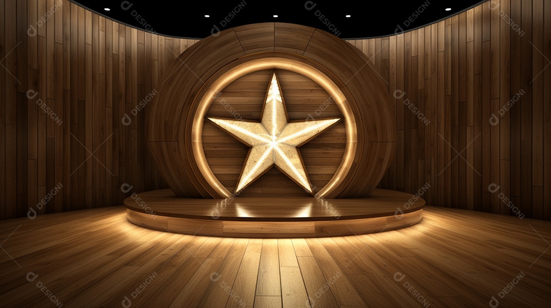 Cenário madeira com iluminação