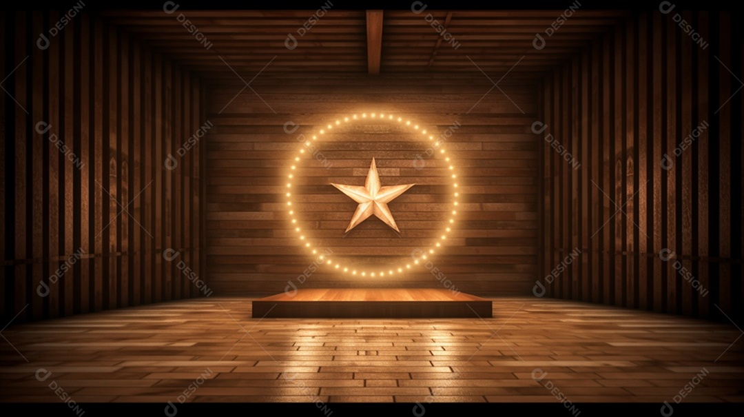 Cenário madeira com iluminação