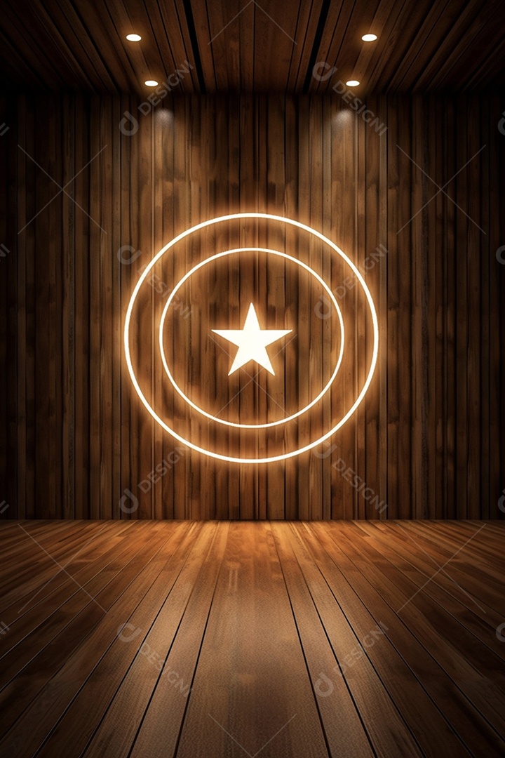 Cenário madeira com iluminação