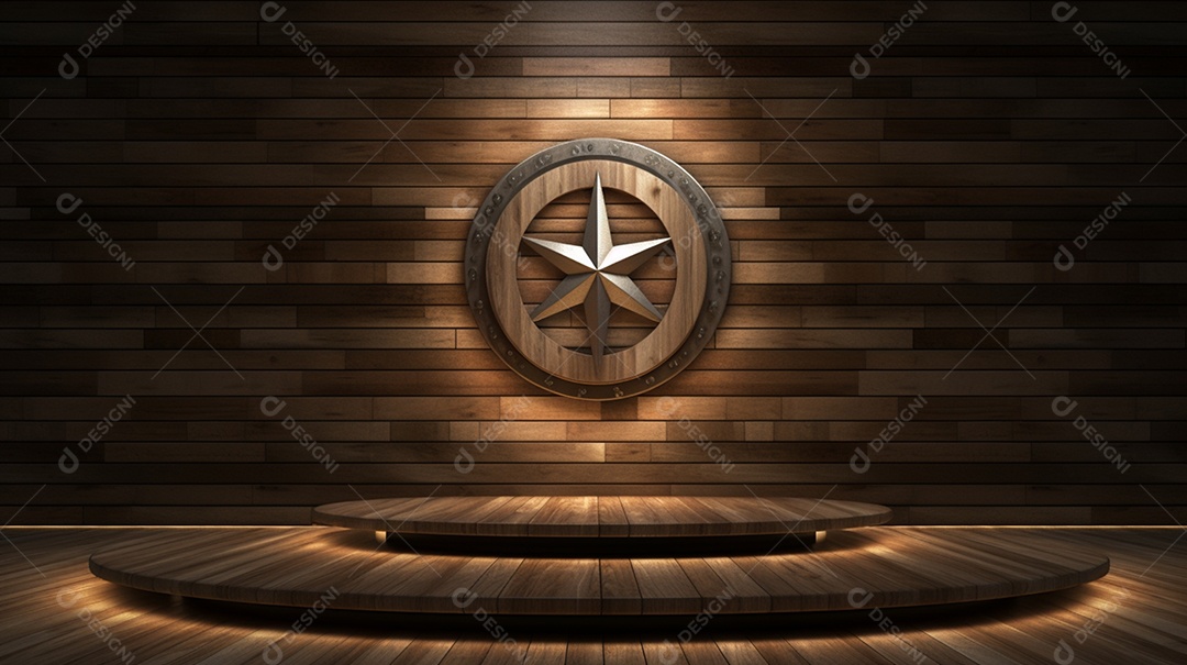 Cenário madeira com iluminação