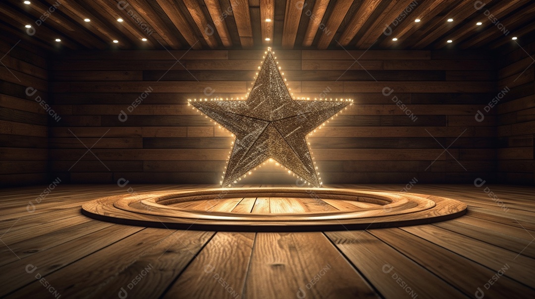 Cenário madeira com iluminação