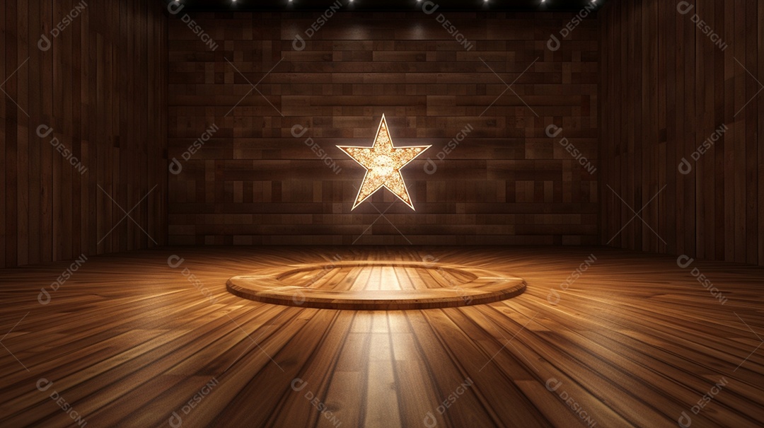 Cenário madeira com iluminação