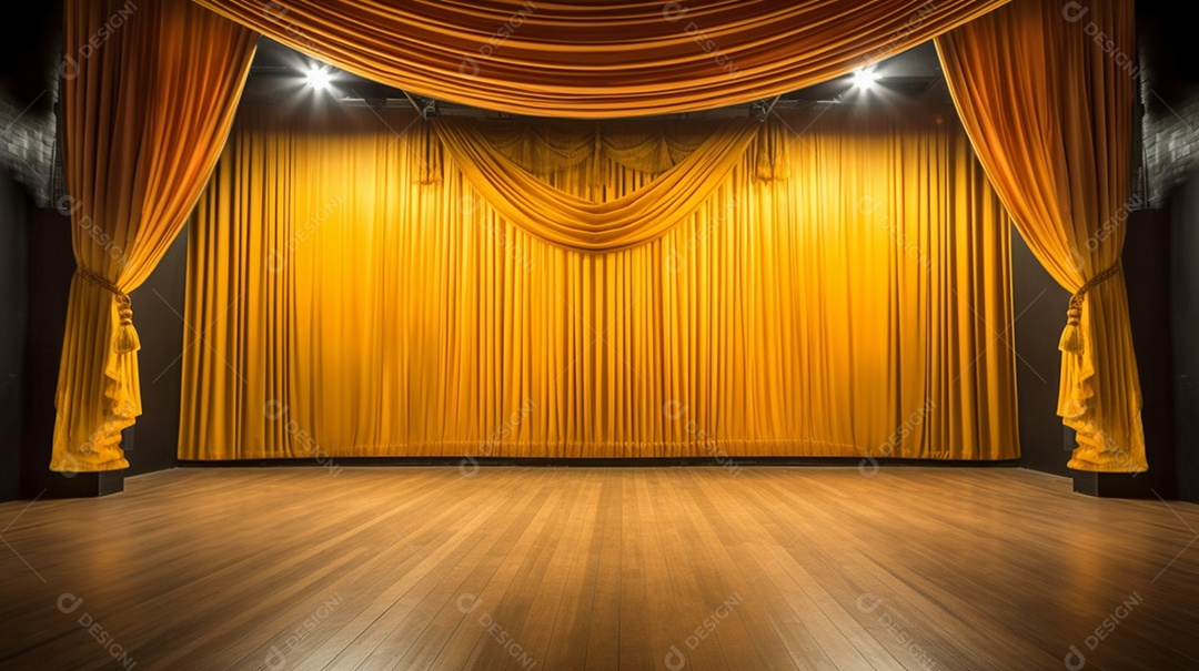 Cenário fundo cortina amarela