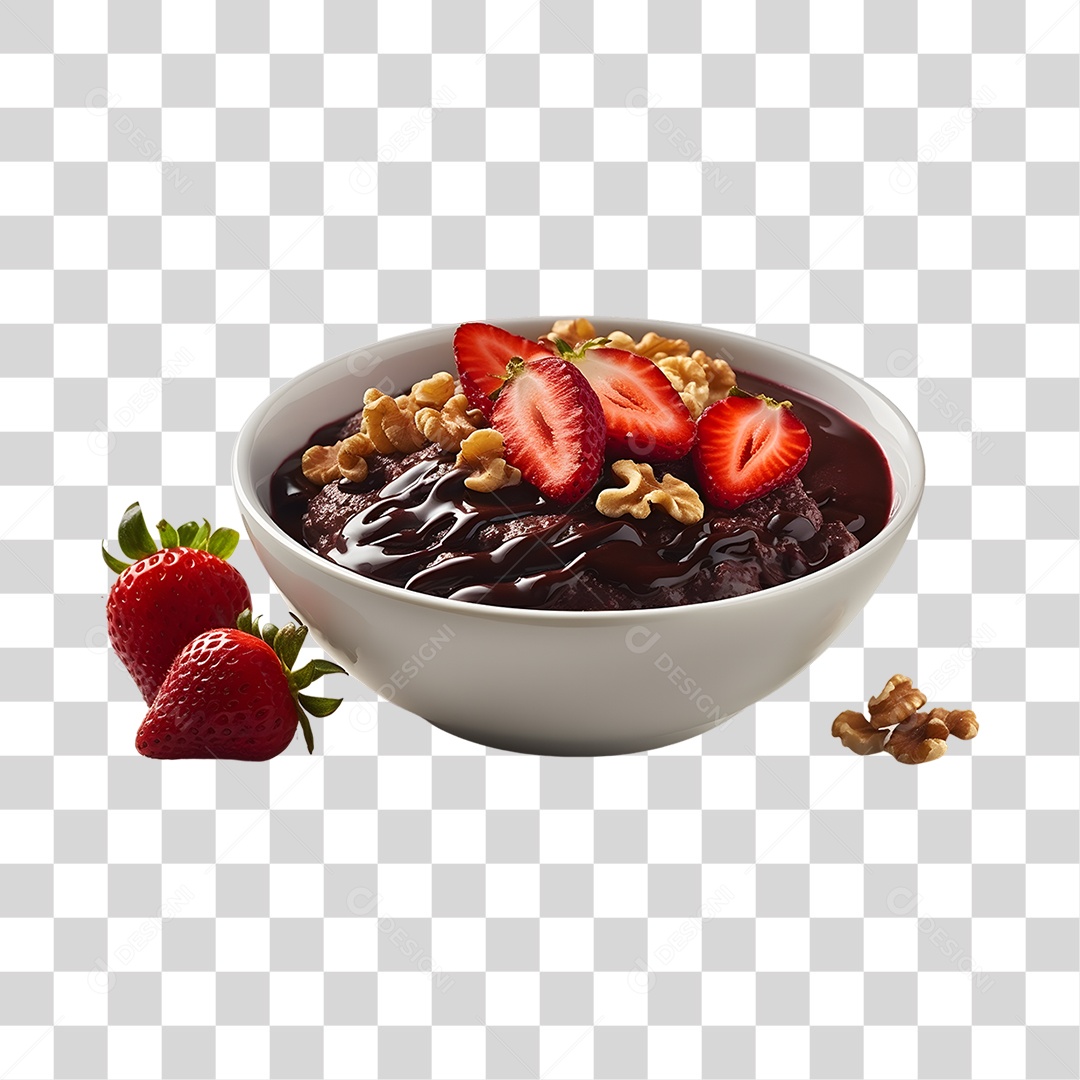 Açaí na Tigela com Morangos PNG Transparente