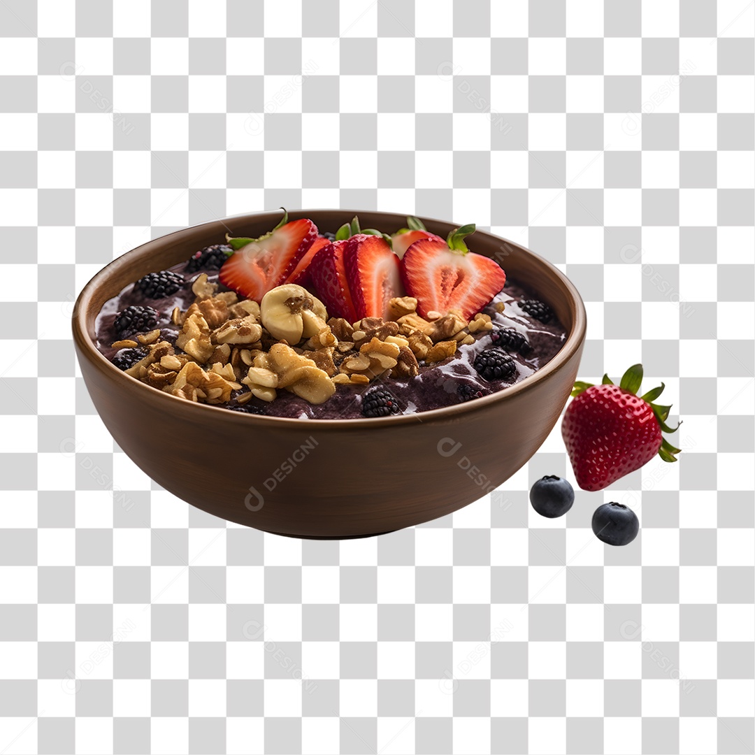 Açaí na Tigela com Morangos PNG Transparente