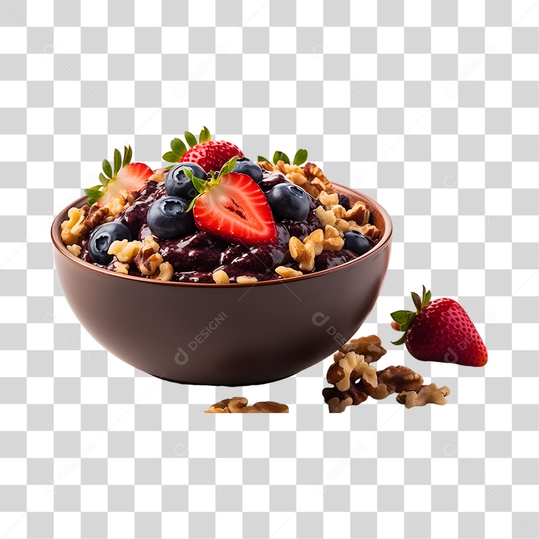 Açaí na Tigela com Morangos PNG Transparente