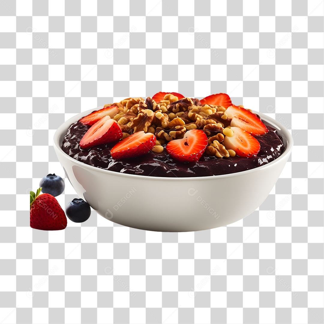 Açaí na Tigela com Morangos PNG Transparente