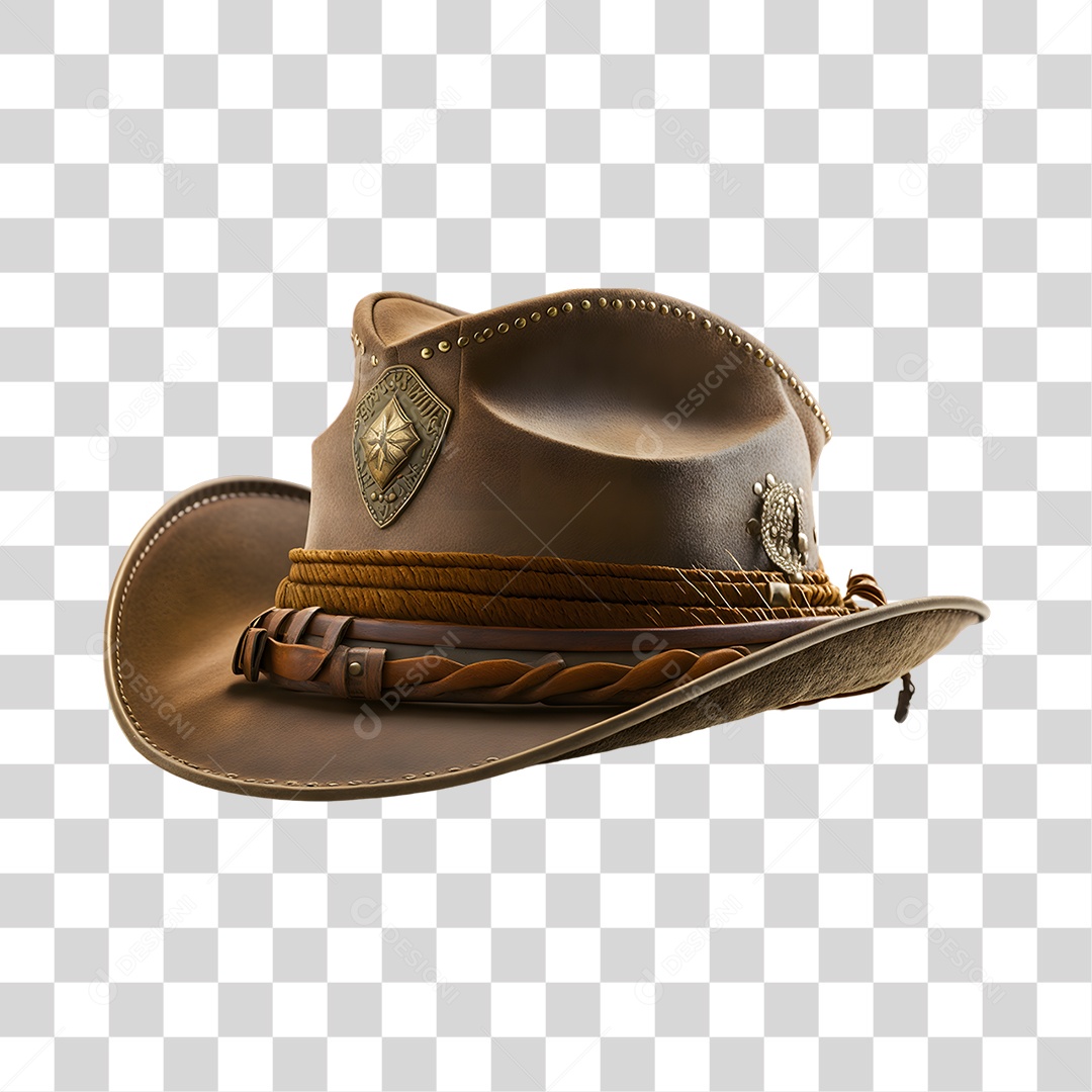 Elemento 3D Chapéu de Cowboy para Composição PNG Transparente