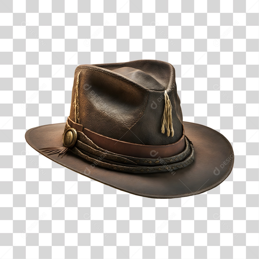 Elemento 3D Chapéu de Cowboy para Composição PNG Transparente