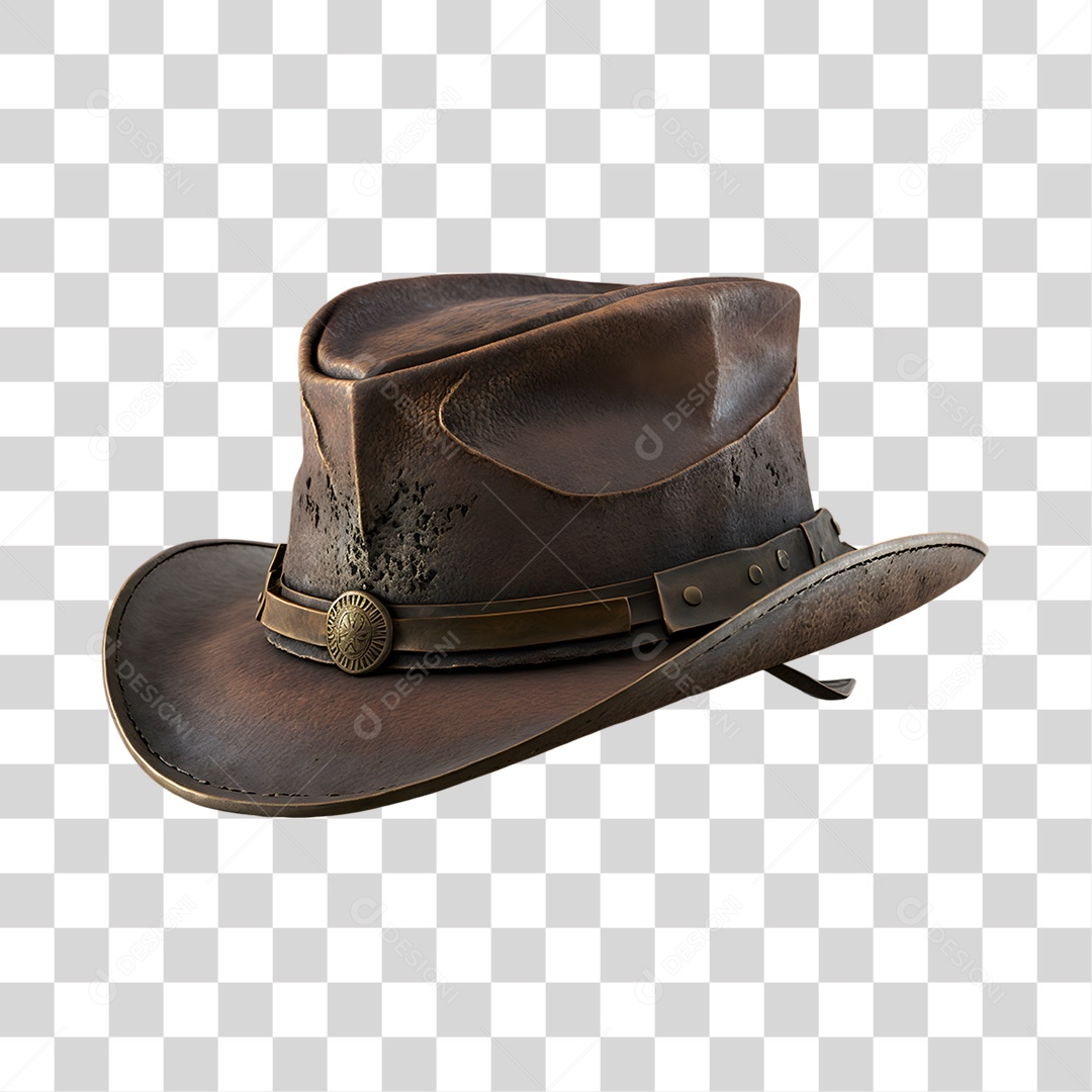Elemento 3D Chapéu de Cowboy para Composição PNG Transparente