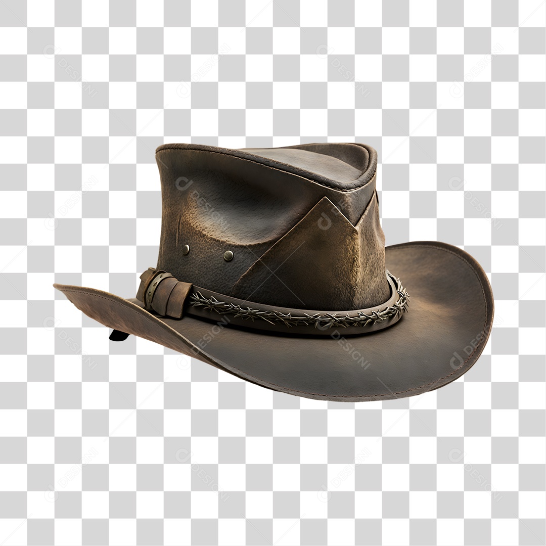 Elemento 3D Chapéu de Cowboy para Composição PNG Transparente