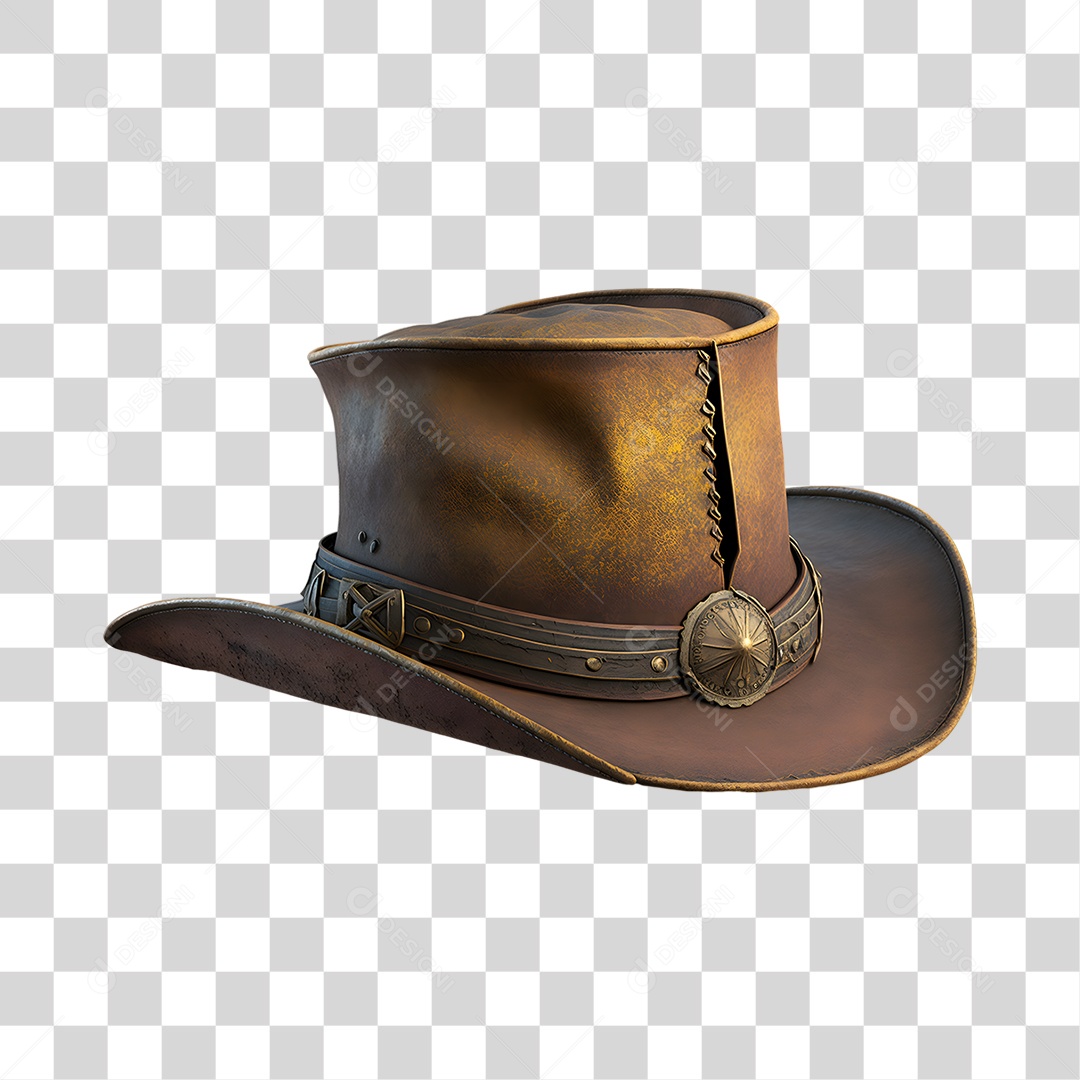 Elemento 3D Chapéu de Cowboy para Composição PNG Transparente