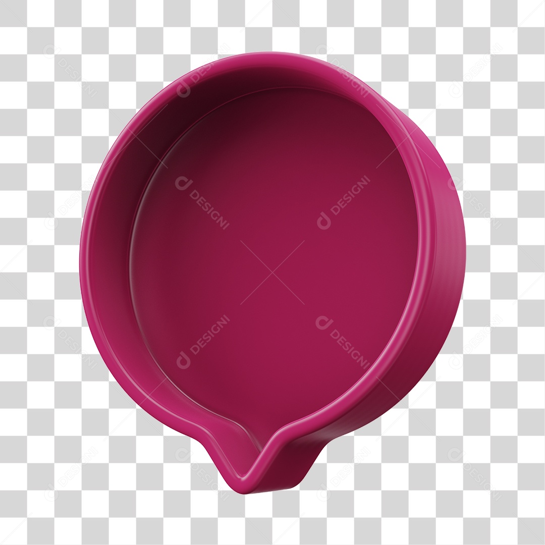 Elemento 3D Balão de Mensagem Cor Rosa Neon com Forma de Coração PNG Transparente