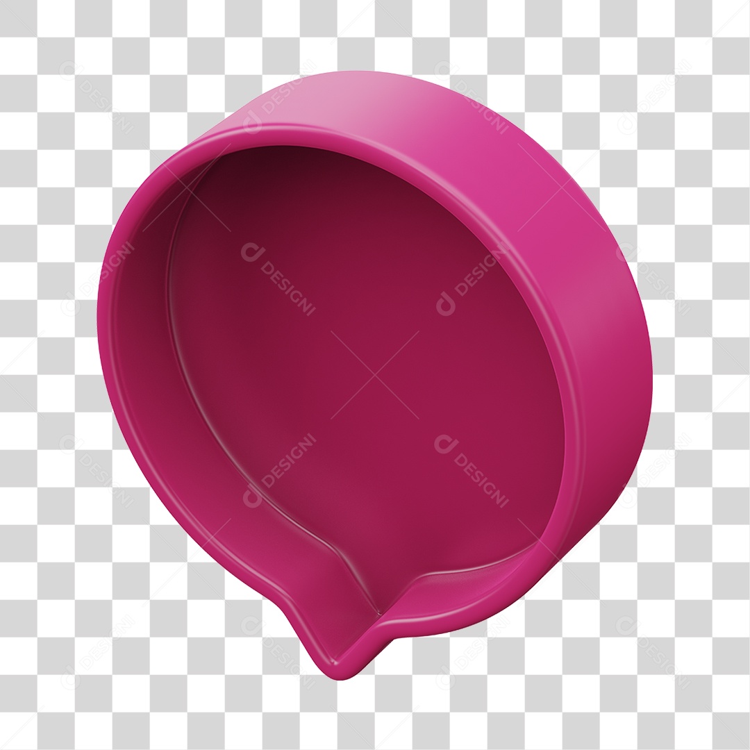 Elemento 3D Balão de Mensagem Cor Rosa PNG Transparente