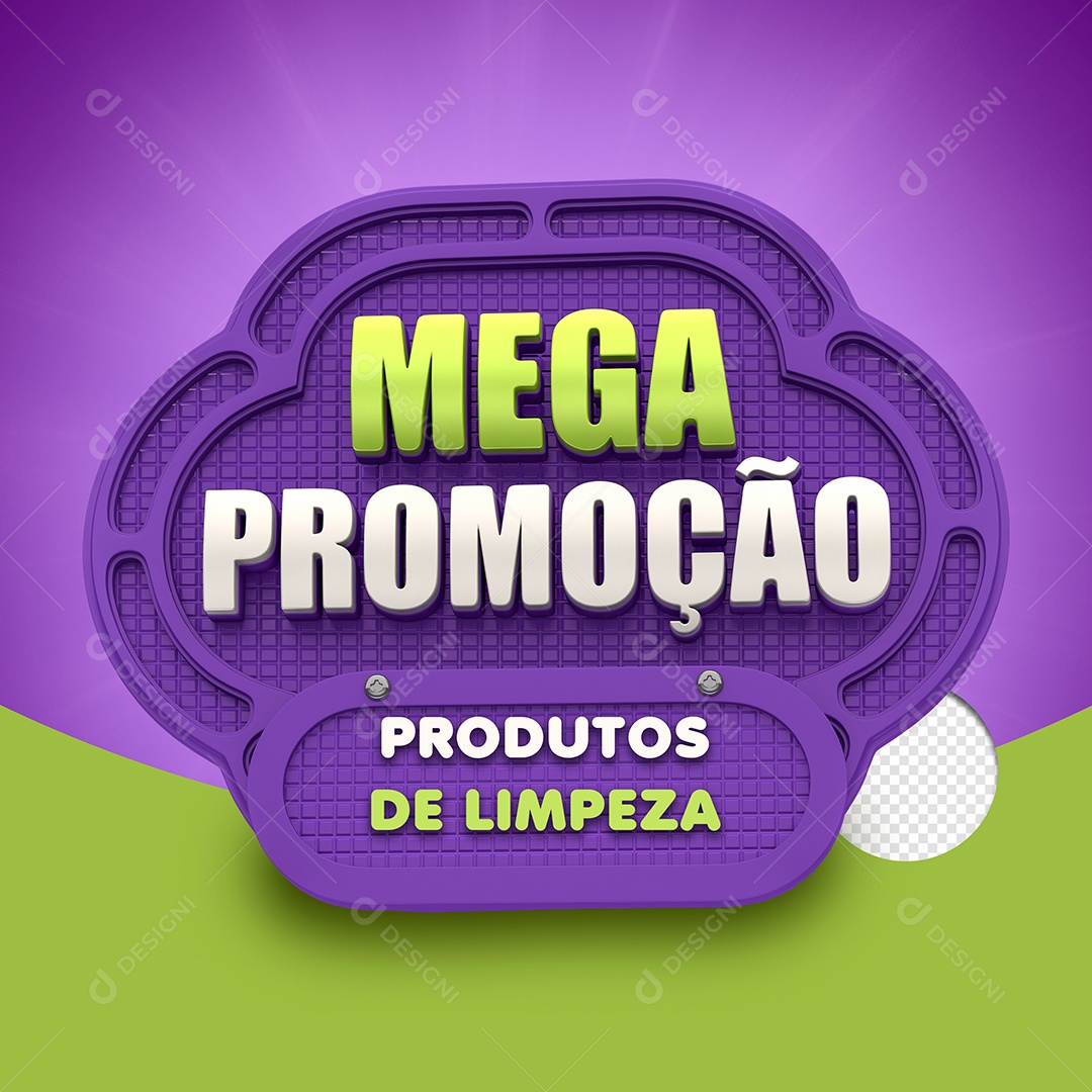 Selo 3D Roxo Mega Promoção Produtos De Limpeza Para Composição PSD