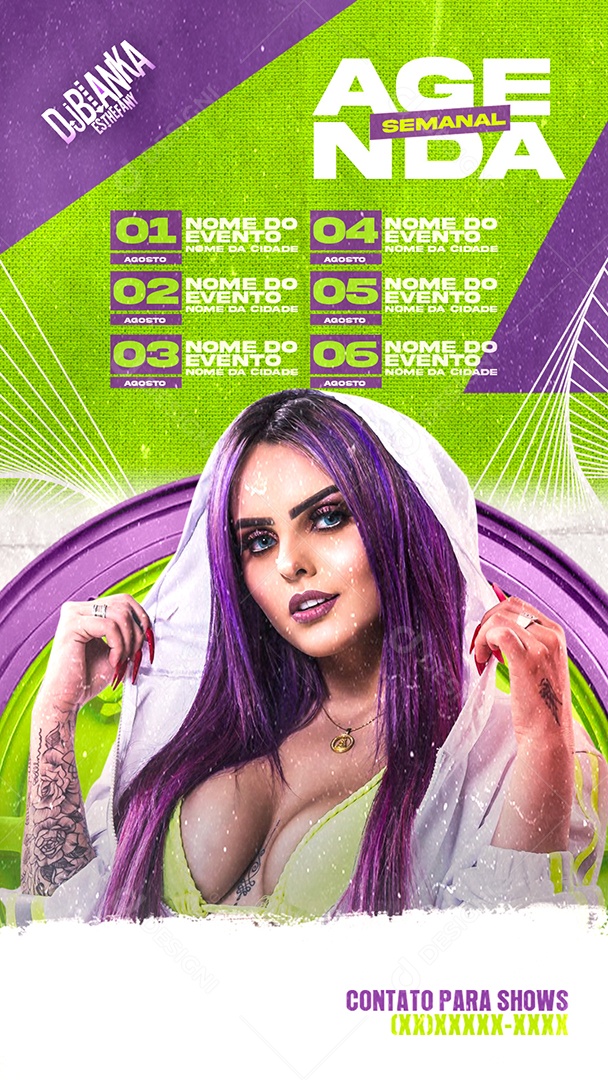 Social Media Flyer Story Agenda Semanal DJ Bianka PSD Editável