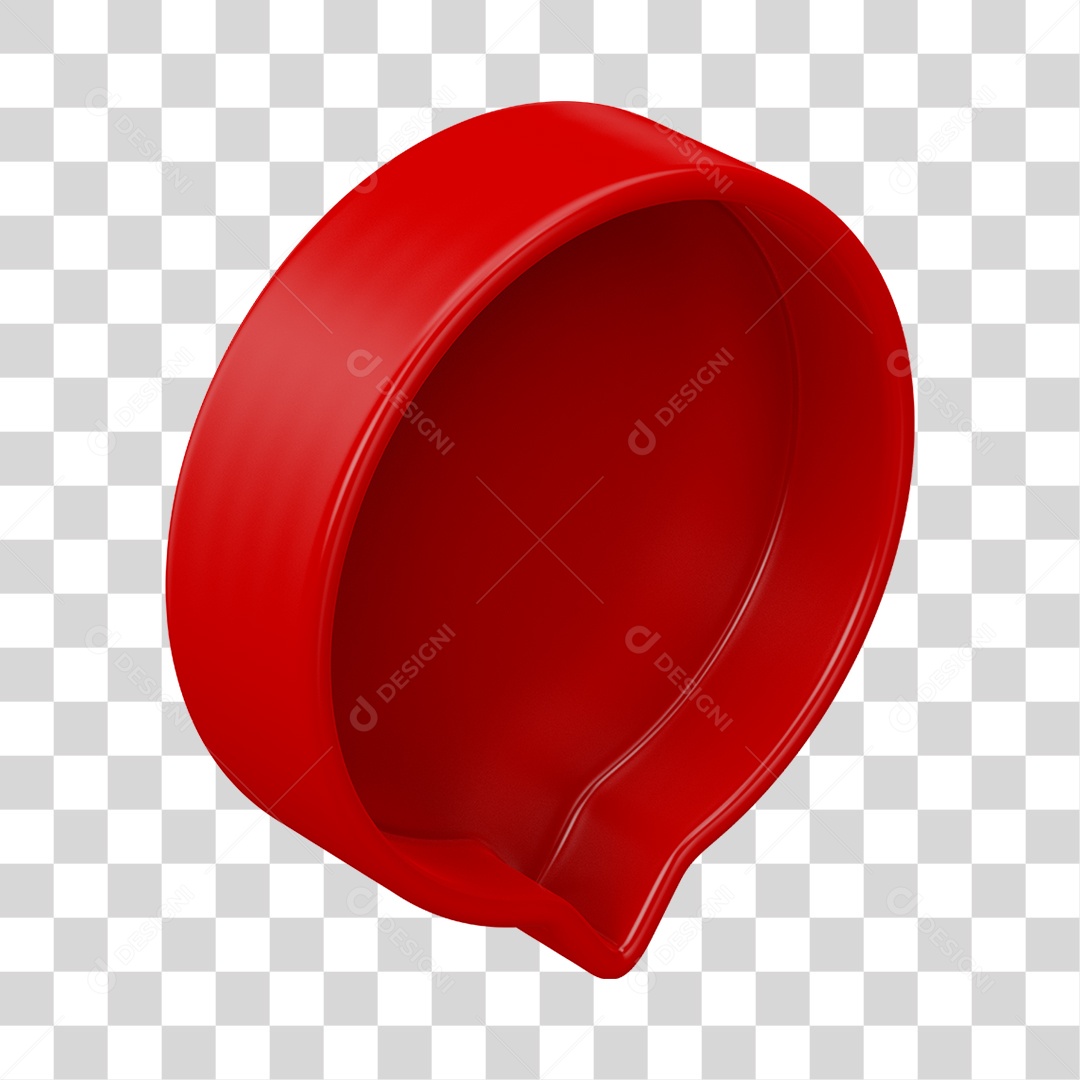 Elemento 3D Balão de Mensagem Cor Vermelha PNG Transparente
