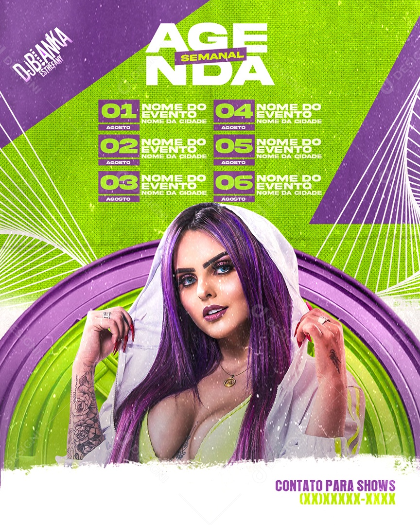 Social Media Flyer Feed Agenda Semanal DJ Bianka PSD Editável