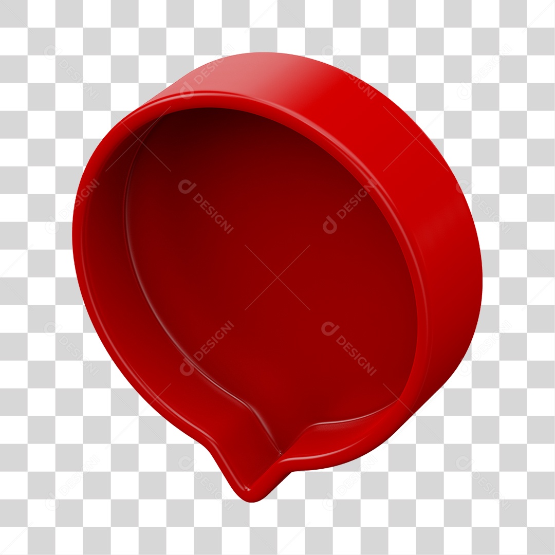 Elemento 3D Balão de Mensagem Cor Vermelha PNG Transparente