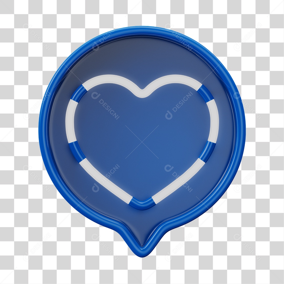 Elemento 3D Balão de Mensagem Cor Azul PNG Transparente