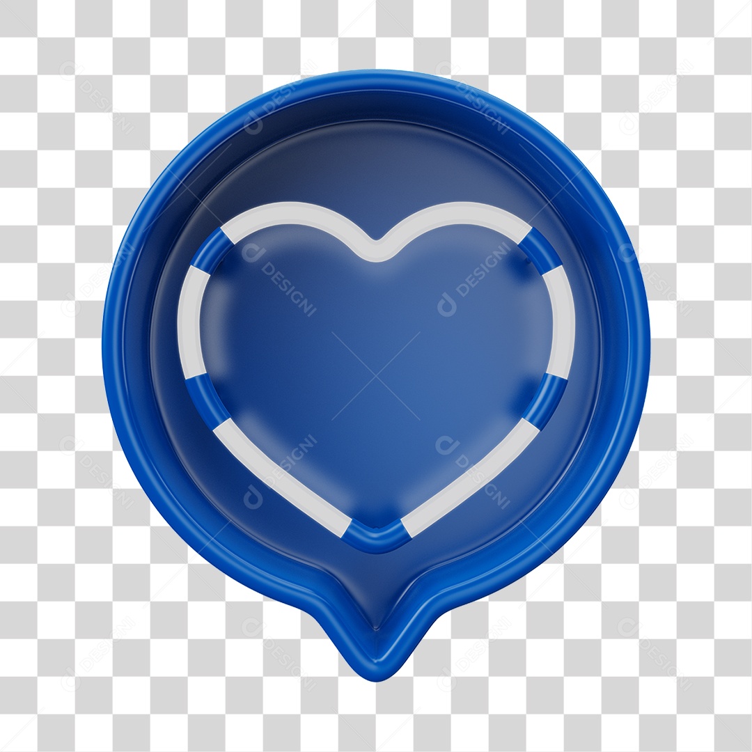 Elemento 3D Balão de Mensagem Cor Azul PNG Transparente