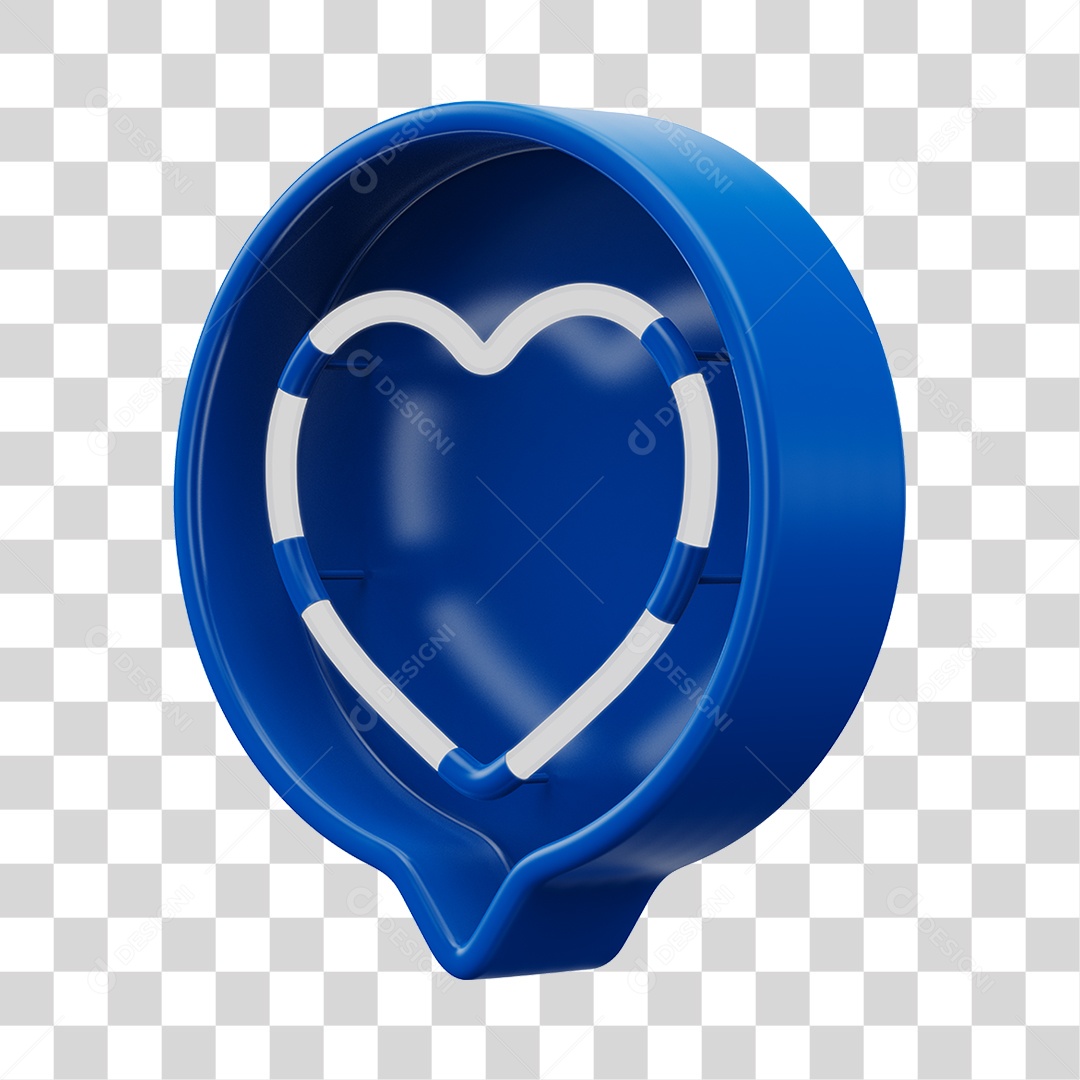 Elemento 3D Balão de Mensagem Cor Azul PNG Transparente