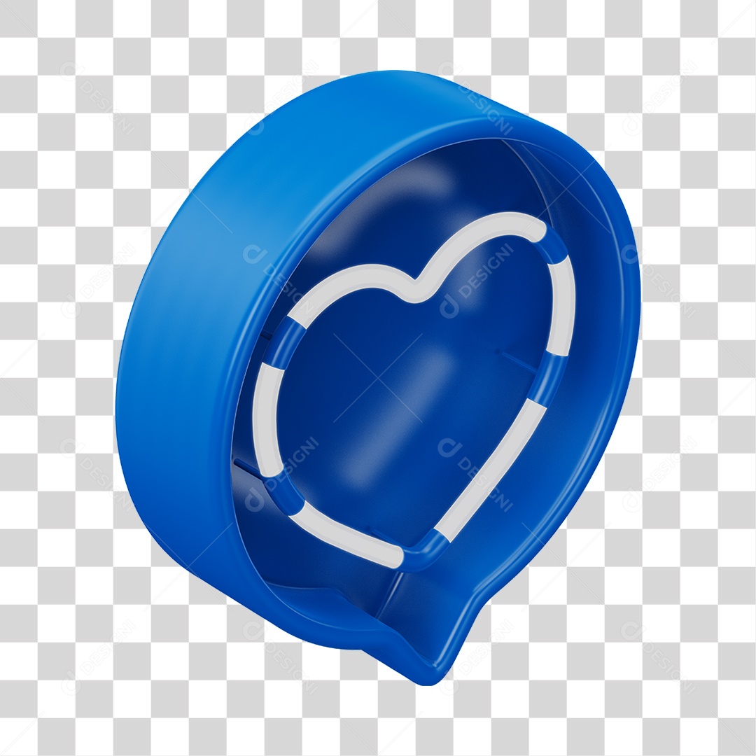 Elemento 3D Balão de Mensagem Cor Azul PNG Transparente