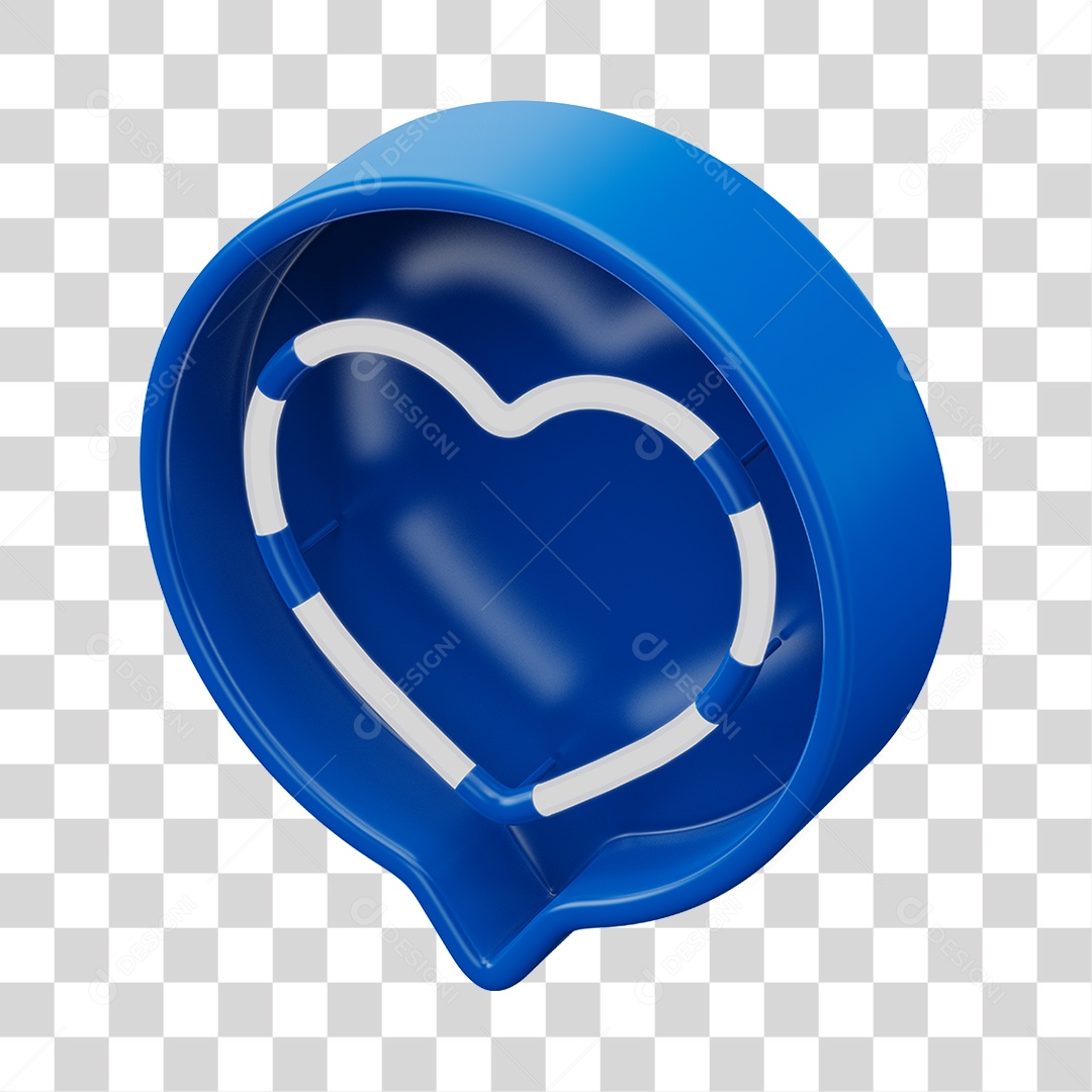 Elemento 3D Balão de Mensagem Cor Azul PNG Transparente