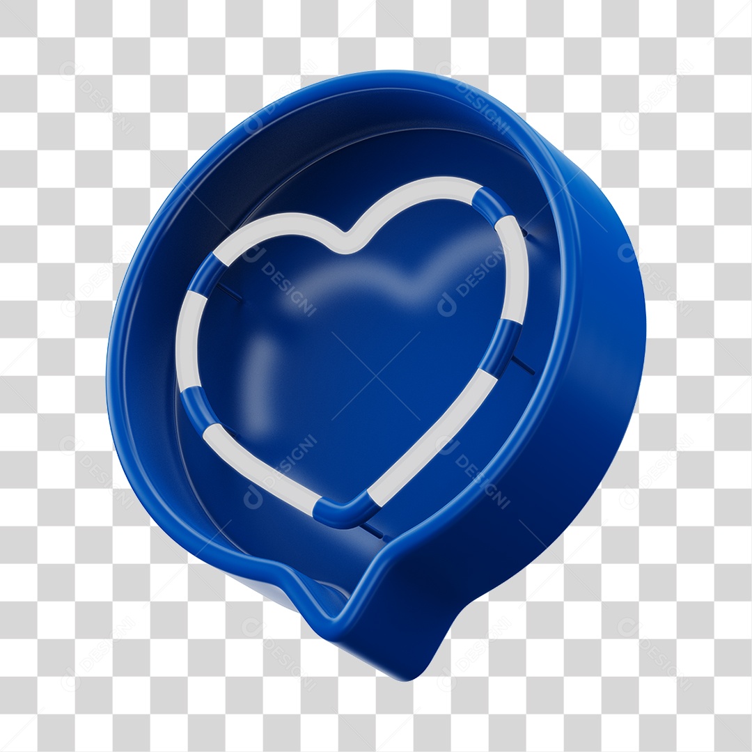 Elemento 3D Balão de Mensagem Cor Azul PNG Transparente