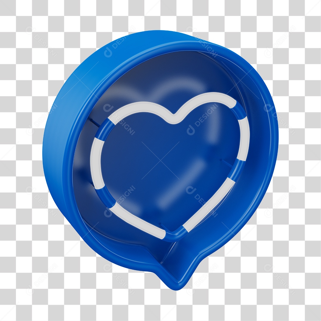 Elemento 3D Balão de Mensagem Cor Azul PNG Transparente