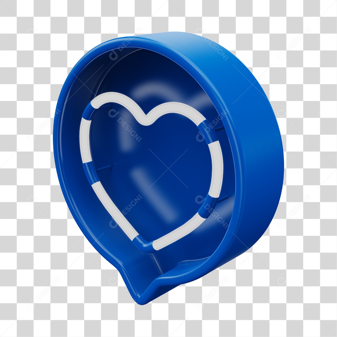 Elemento 3D Balão de Mensagem Cor Azul PNG Transparente