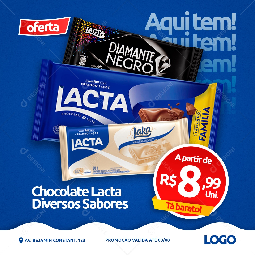 Social Media Dia do Chocolate Promoção Lacta PSD Editável