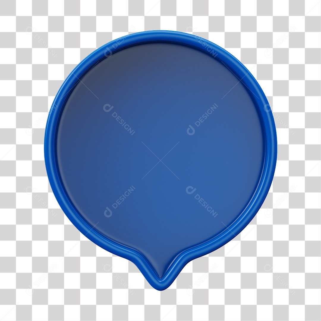 Elemento 3D Balão de Mensagem Cor Azul PNG Transparente