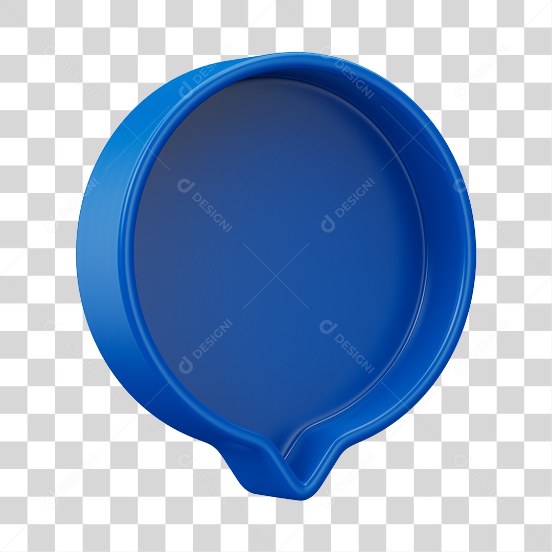 Elemento 3D Balão de Mensagem Cor Azul PNG Transparente