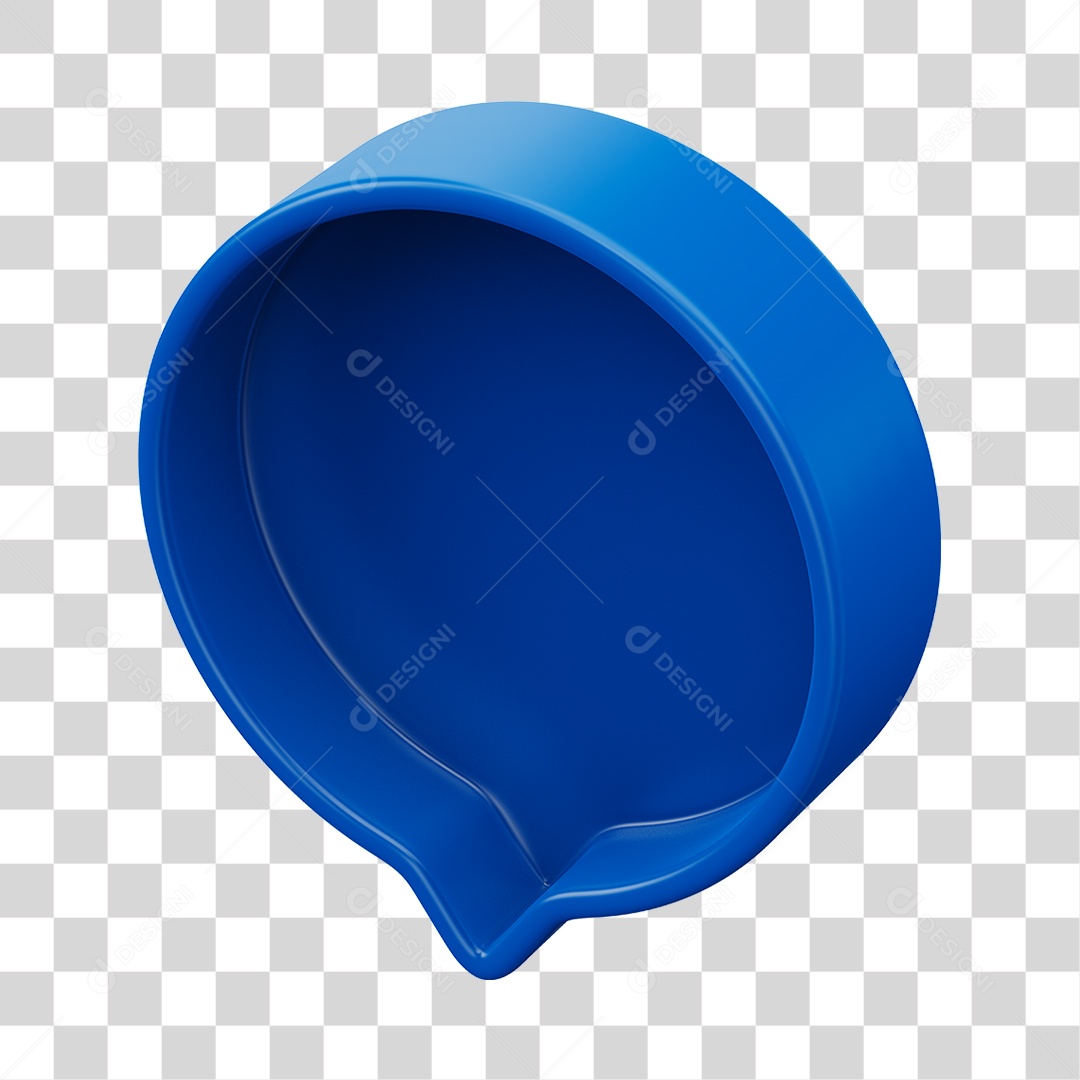 Elemento 3D Balão de Mensagem Cor Azul PNG Transparente