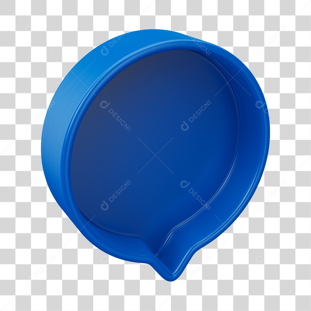 Elemento 3D Balão de Mensagem Cor Azul PNG Transparente