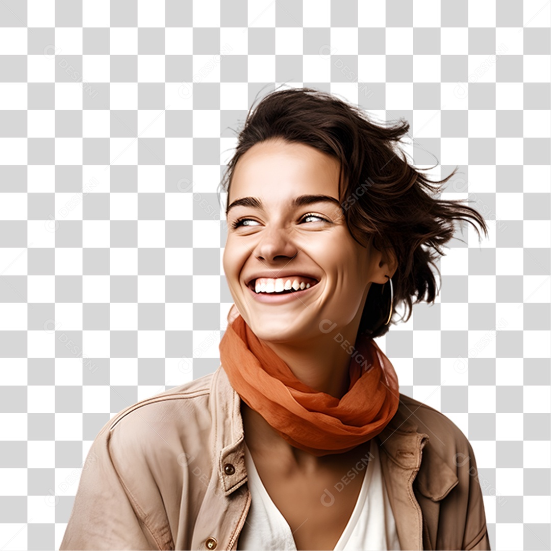 Modelo Mulher Sorrindo PNG Transparente
