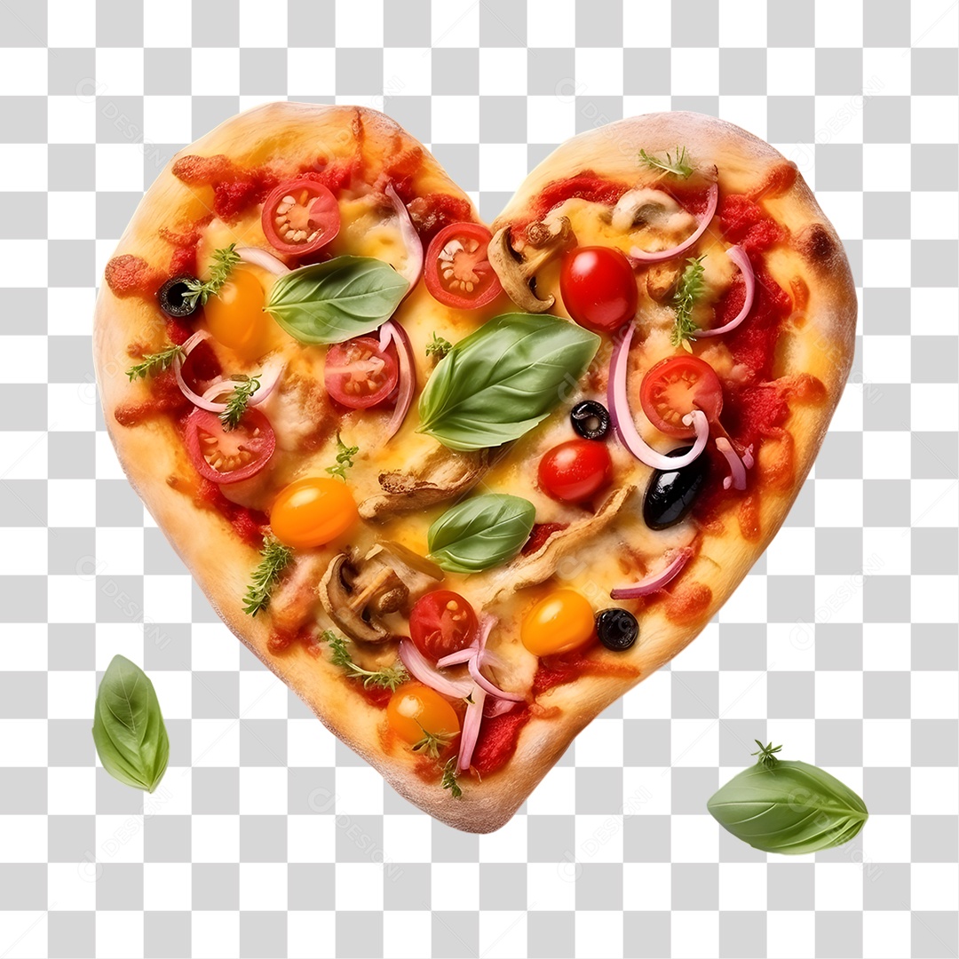 Pizza Vários Sabores em Forma de Coração  PNG Transparente